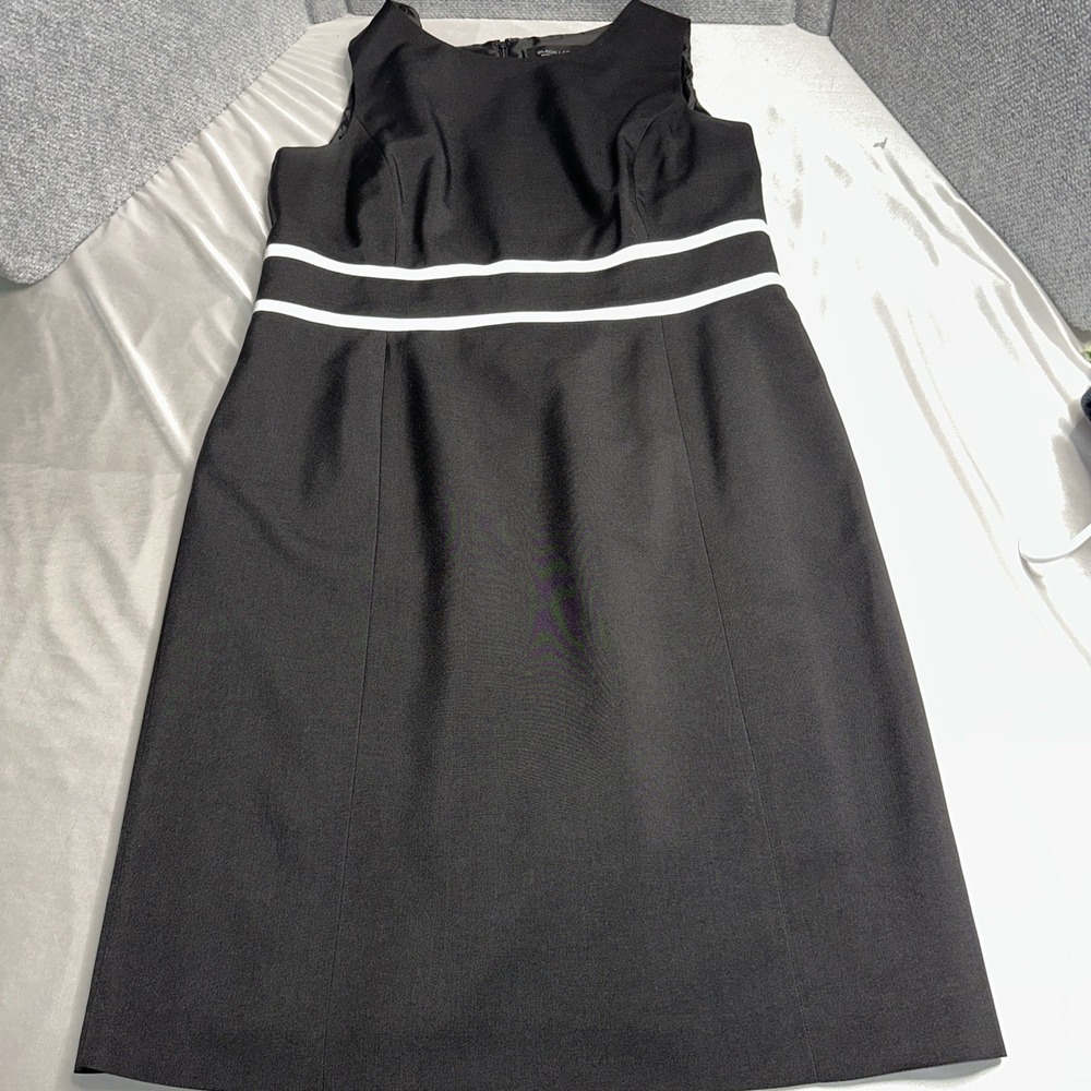 Evan-Picone Black Label Womens Sleeveless Sheath Dress Black White Size 16 Lined